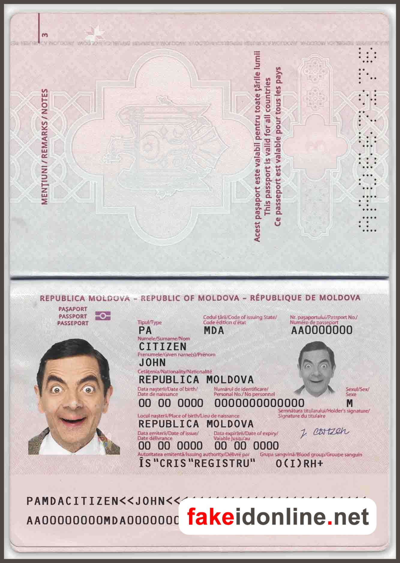 Moldova Passport PSD Template